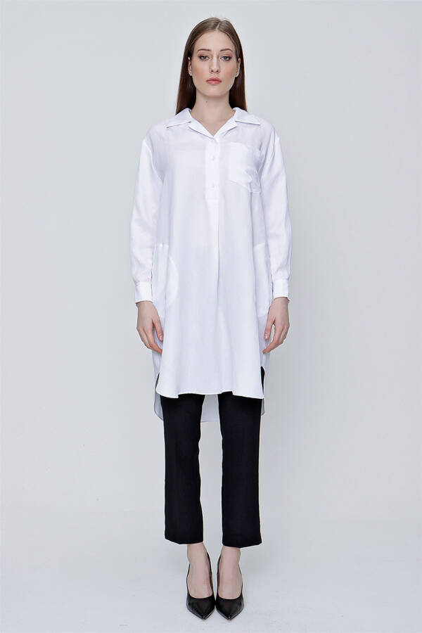 Beyaz Lyocel Tunik - 1