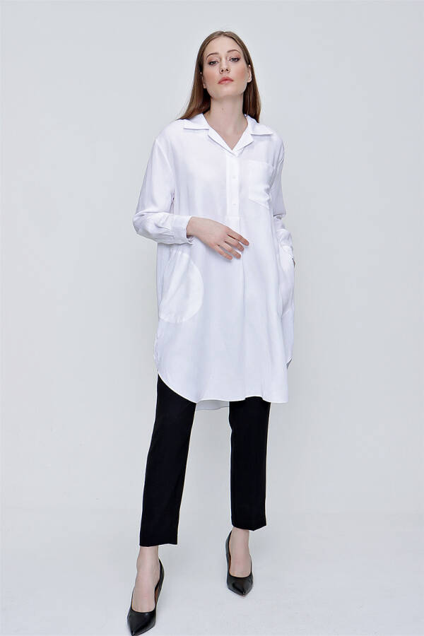 Beyaz Lyocel Tunik - 4
