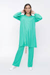 Yeşil Büzgü Detaylı Fitilli Örme Tunik - 3