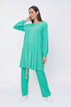 Yeşil Büzgü Detaylı Fitilli Örme Tunik - 4