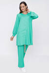 Yeşil Büzgü Detaylı Fitilli Örme Tunik - 5