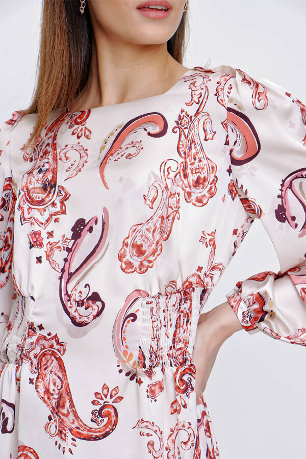 Tarçın Belden Lastik Detaylı Asimetrik Tunik - 5