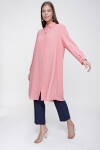 Pembe Kolları Düğme Detaylı Tunik - 3