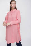Pembe Kolları Düğme Detaylı Tunik - 4