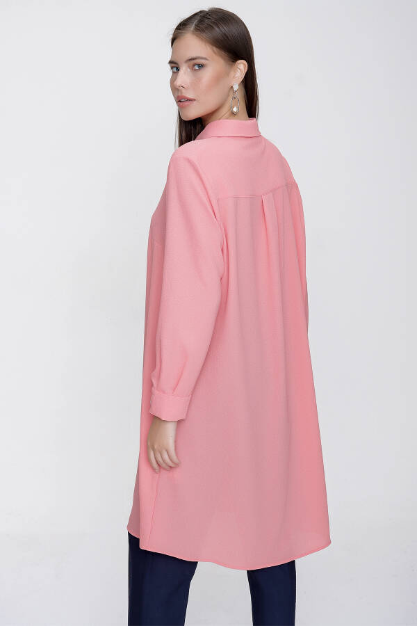 Pembe Kolları Düğme Detaylı Tunik - 7