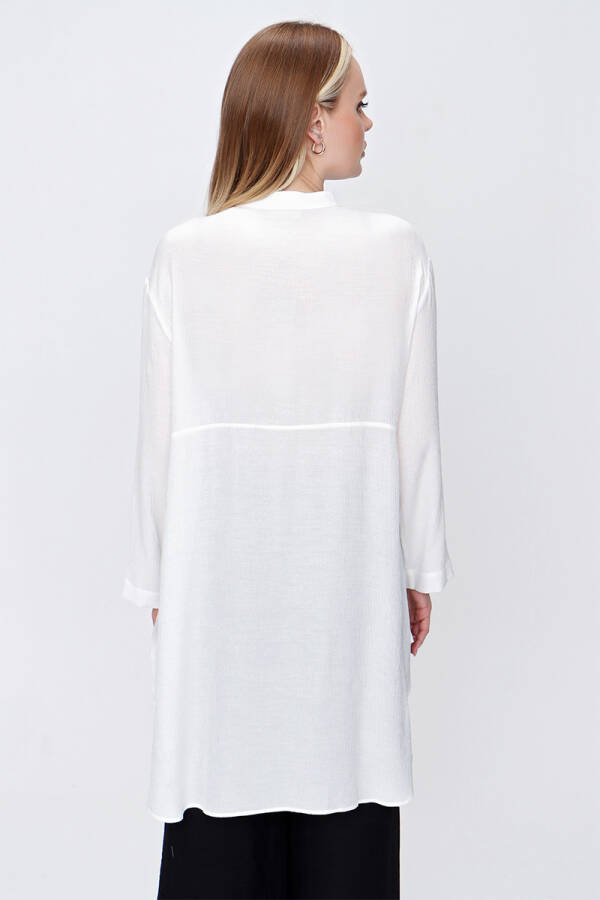 Ekru İşleme Detaylı Yanları Bağcıklı Tunik - 6