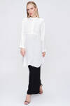 Ekru İşleme Detaylı Yanları Bağcıklı Tunik - 3