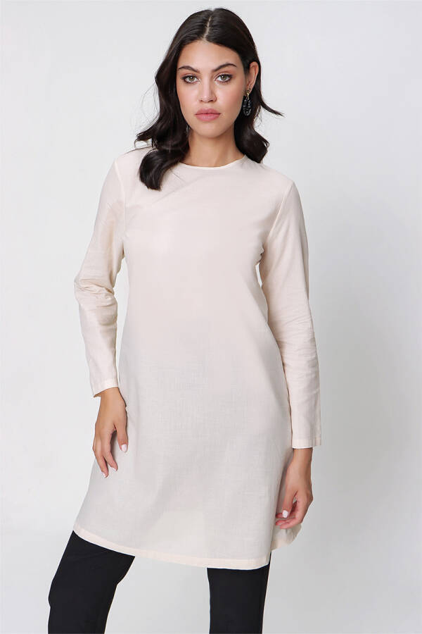 Bej Coton Jüpon Tunik - 1