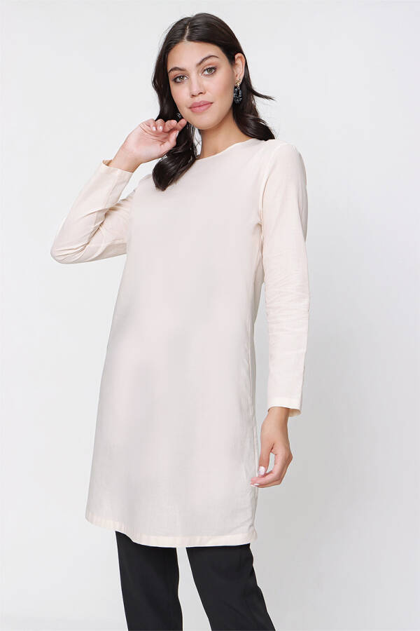 Bej Coton Jüpon Tunik - 3