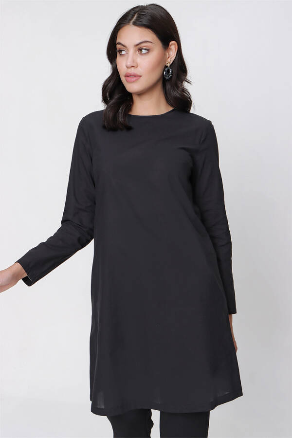 Siyah Coton Jüpon Tunik - 3