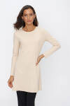 Bej Fitilli Örme Tunik - 1