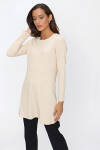 Bej Fitilli Örme Tunik - 2