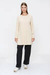 Bej Fitilli Örme Tunik - 2