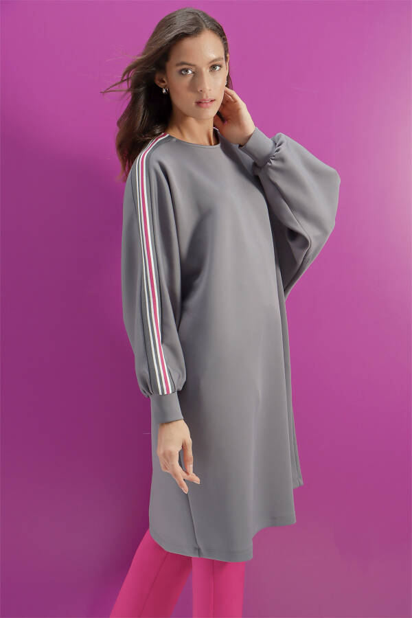 Gri Ribana Detaylı Örme Sweat - 1