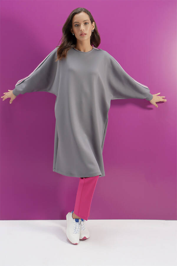 Gri Ribana Detaylı Örme Sweat - 2