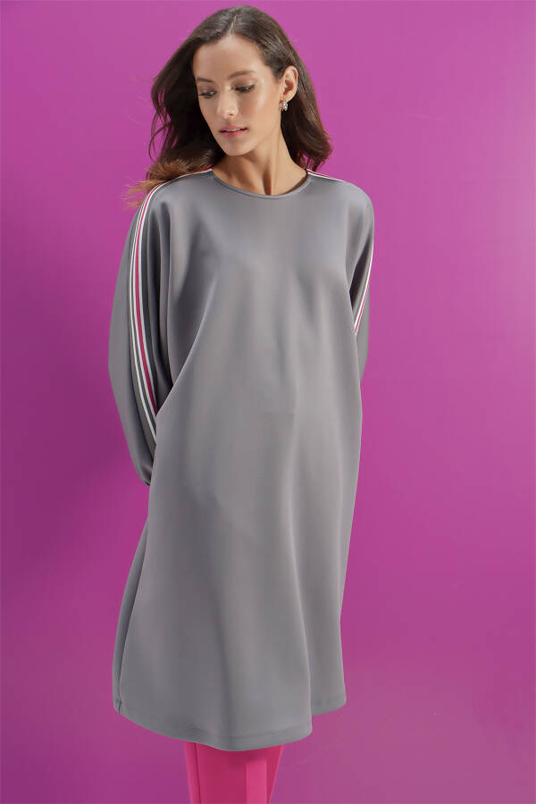 Gri Ribana Detaylı Örme Sweat - 5