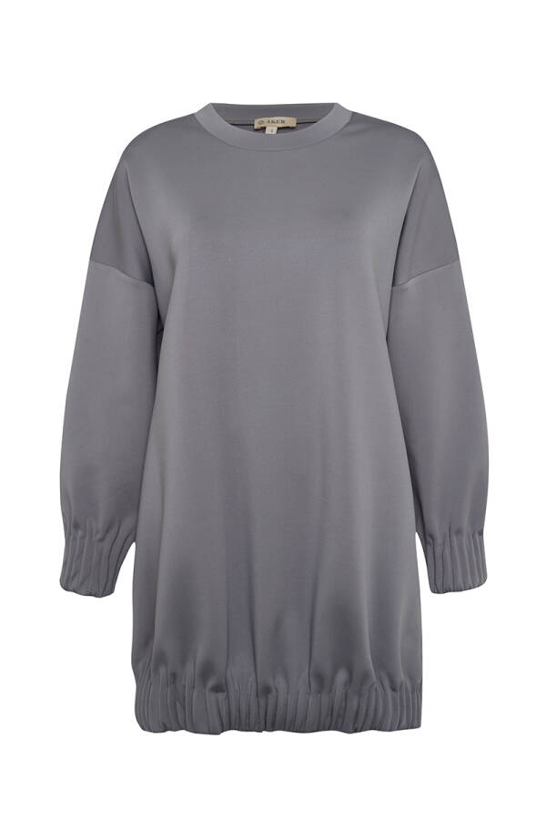 Gri Manşet Ve Etek Ucu Detaylı Örme Tunik - 1
