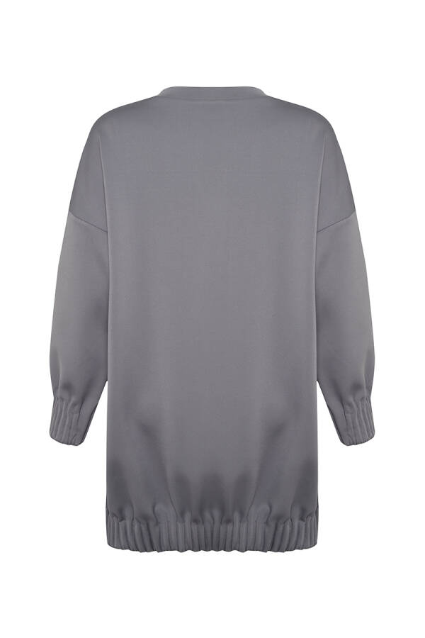 Gri Manşet Ve Etek Ucu Detaylı Örme Tunik - 3