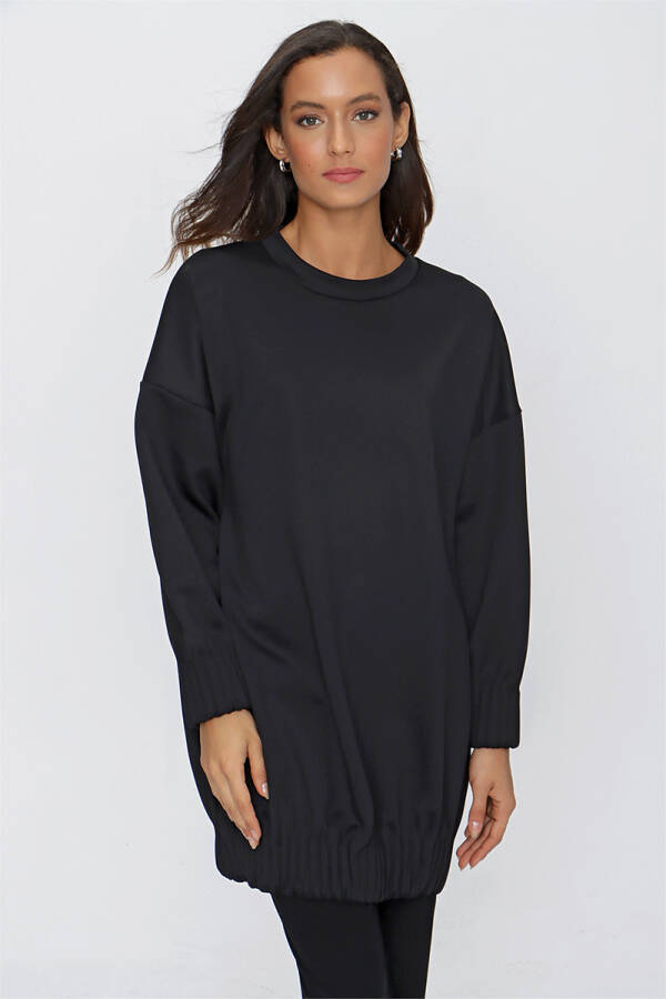 Siyah Manşet Ve Etek Ucu Detaylı Örme Tunik - 2