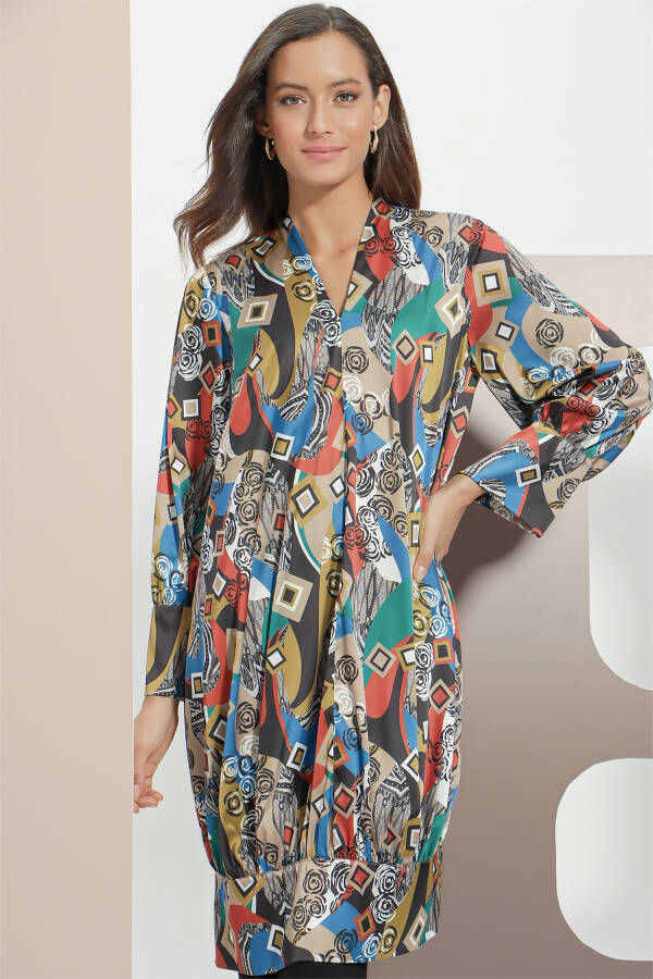 Taba Etek Ucu Bantlı Tunik - 2