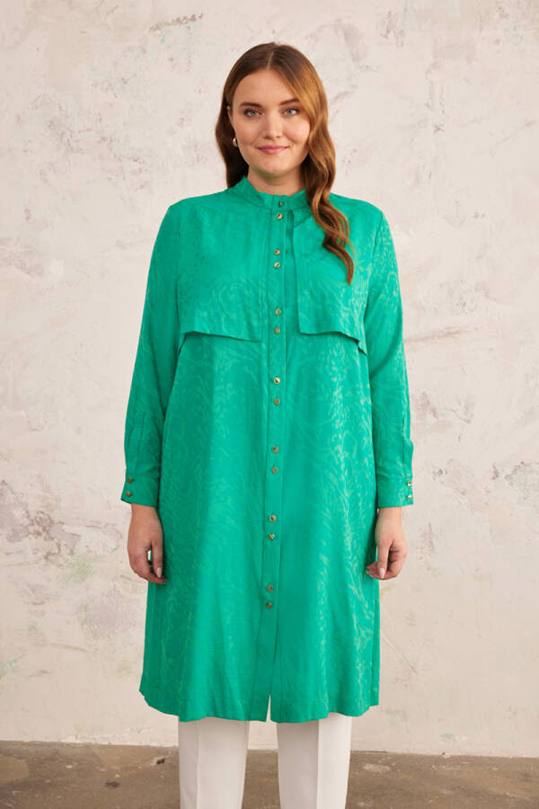 Yeşil Rüzgarlık Detaylı Tunik - 2