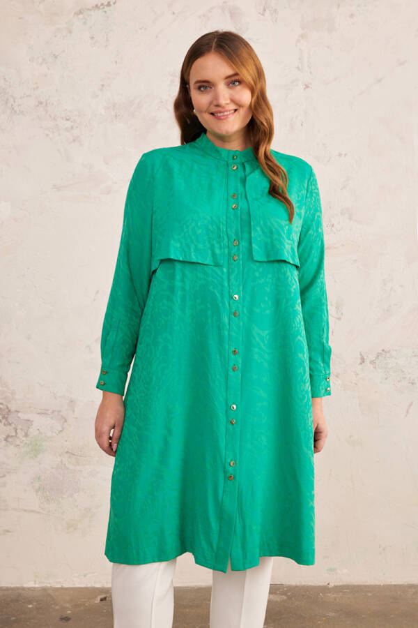 Yeşil Rüzgarlık Detaylı Tunik - 3