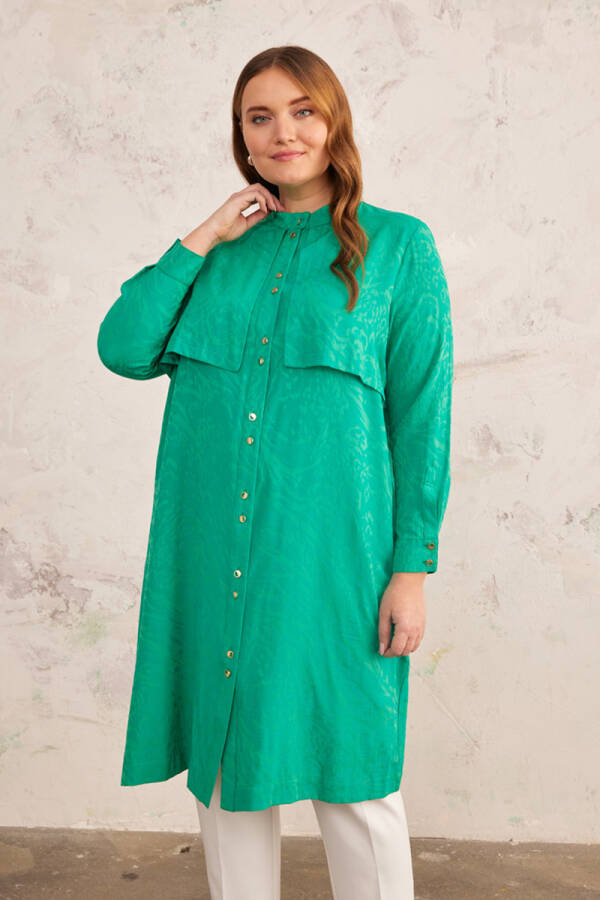 Yeşil Rüzgarlık Detaylı Tunik - 4