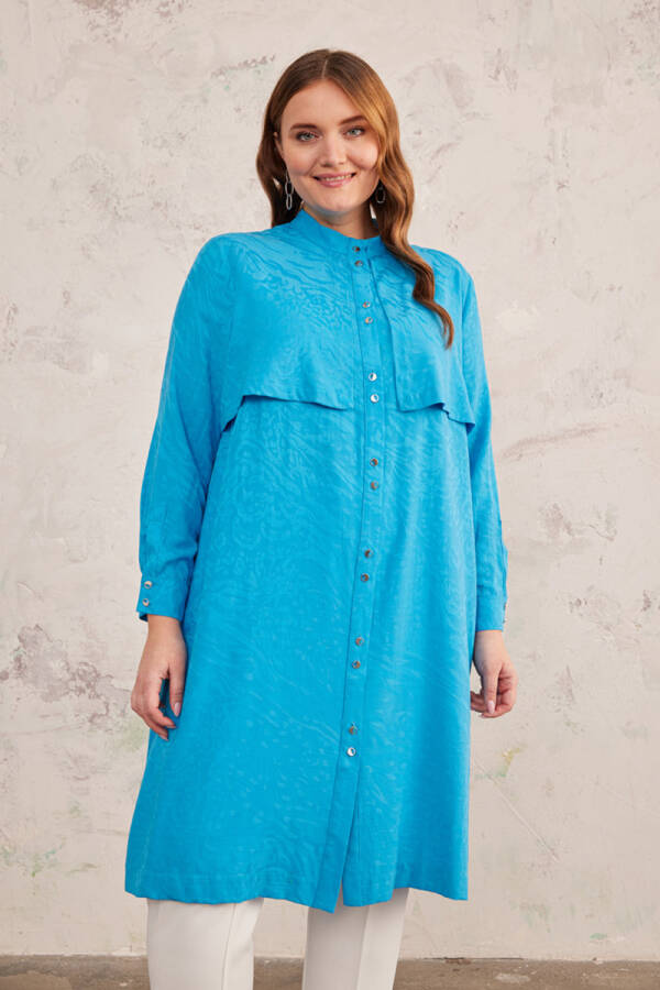 Mavi Rüzgarlık Detaylı Tunik - 2