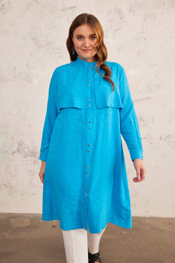 Mavi Rüzgarlık Detaylı Tunik - 4