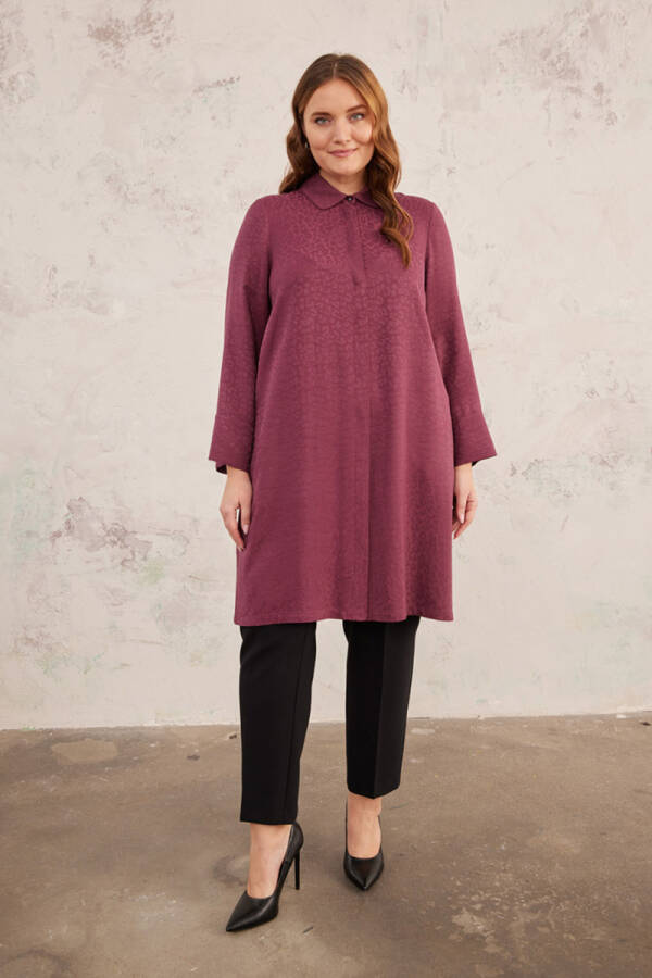 Mürdüm Jakarlı Leopar Tunik - 2