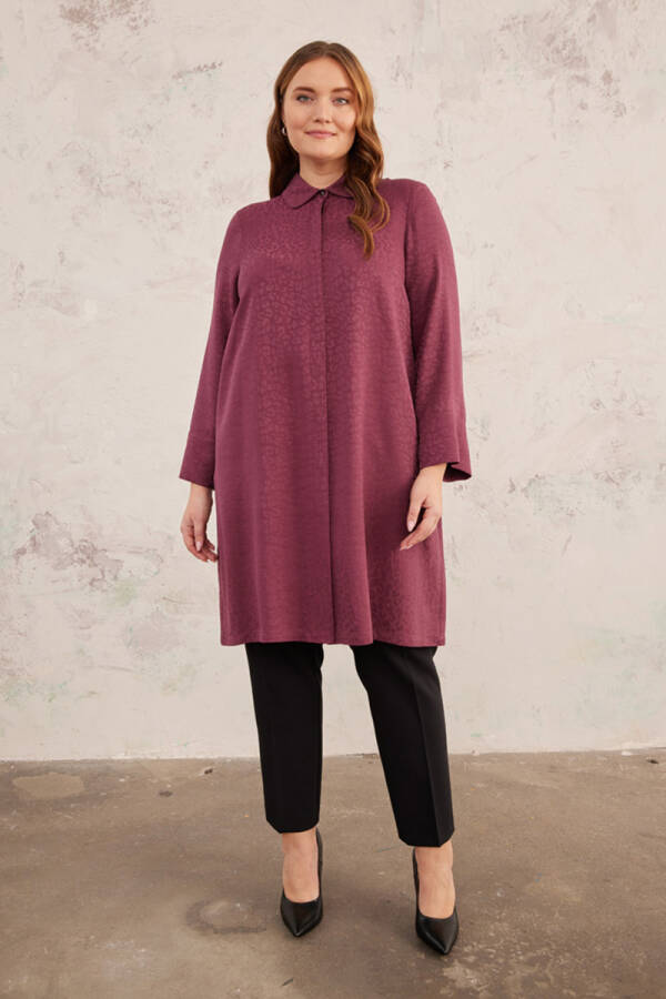 Mürdüm Jakarlı Leopar Tunik - 3