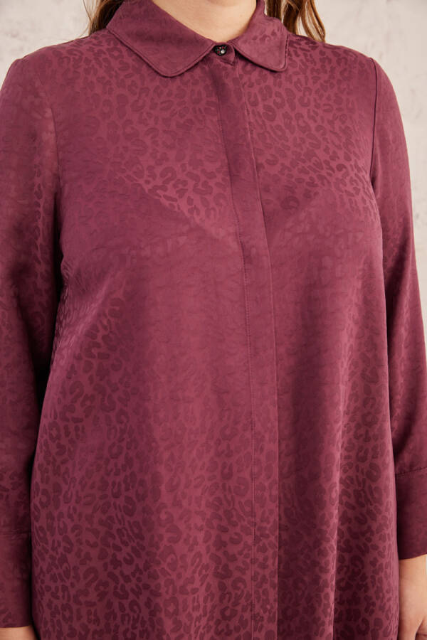 Mürdüm Jakarlı Leopar Tunik - 6