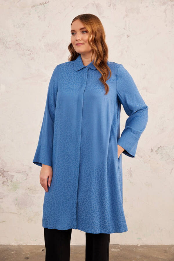 İndigo Jakarlı Leopar Tunik - 3