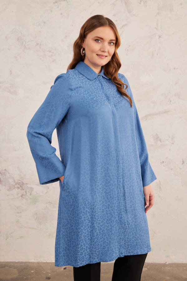 İndigo Jakarlı Leopar Tunik - 4