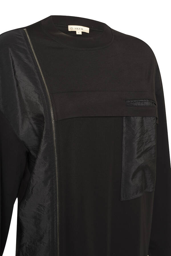 Siyah Fermuar Detaylı Spor Tunik - 2