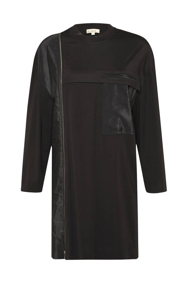 Siyah Fermuar Detaylı Spor Tunik - 1