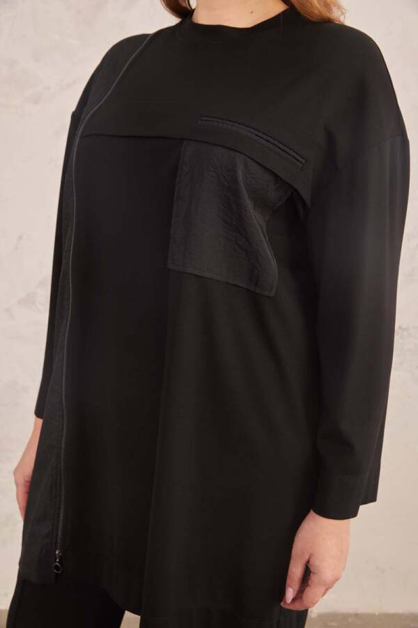 Siyah Fermuar Detaylı Spor Tunik - 6