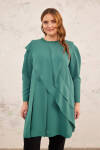 Yeşil Yakası İşlemeli Volanlı Tunik 