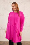 Fuşya Yakası İşlemeli Volanlı Tunik - 3