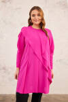 Fuşya Yakası İşlemeli Volanlı Tunik - 4