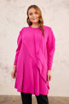 Fuşya Yakası İşlemeli Volanlı Tunik - 7