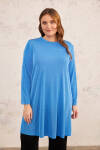 Mavi Omuzları Zincir Detaylı Örme Tunik - 3