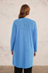 Mavi Omuzları Zincir Detaylı Örme Tunik - 6