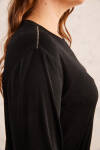 Siyah Omuzları Zincir Detaylı Örme Tunik - 4