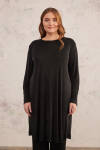 Siyah Omuzları Zincir Detaylı Örme Tunik - 6