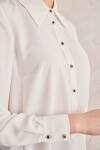 Ekru Geniş Yaka Yarım Patlı Tunik - 4