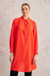 Mercan Geniş Yaka Yarım Patlı Tunik - 2