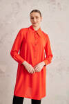 Mercan Geniş Yaka Yarım Patlı Tunik - 3