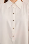 Ekru Geniş Yaka Yarım Patlı Tunik - 5
