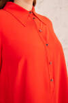 Mercan Geniş Yaka Yarım Patlı Tunik - 5